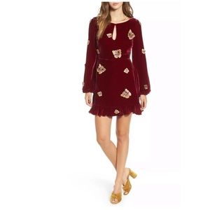 FOR LOVE & LEMONS Papillon Applique Velvet Dress